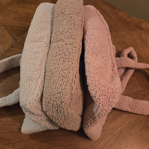 Cozy Sherpa Tote Bag - Pink and Tan - Picture 6 of 6